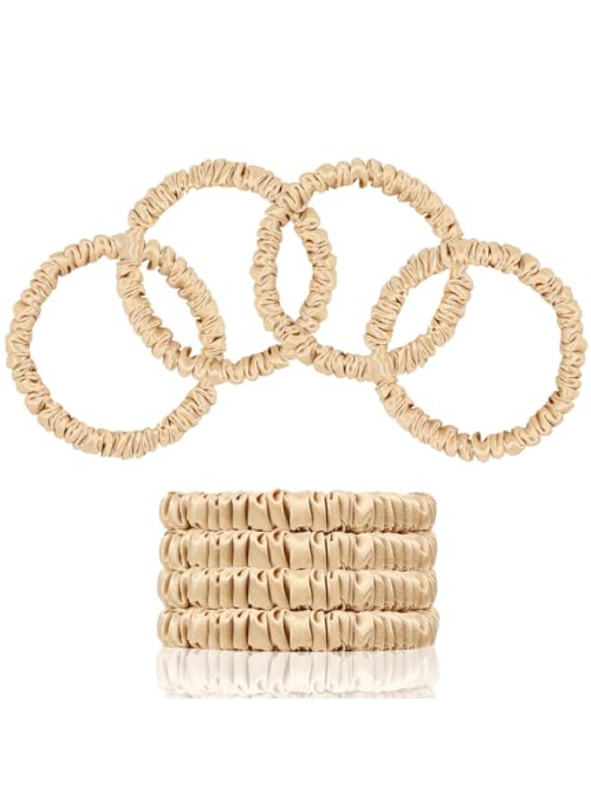 SEMRUE Mulberry Silk Hair Ties 4 PCS 100 Pure 22 Momme Mulberry Silk Hair Scrunchies for Women Sleep Elastics Hair Care No Damage Champagne Gold4 - Image 1