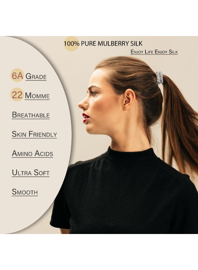 SEMRUE Mulberry Silk Hair Ties 4 PCS 100 Pure 22 Momme Mulberry Silk Hair Scrunchies for Women Sleep Elastics Hair Care No Damage Champagne Gold4 - Image 4