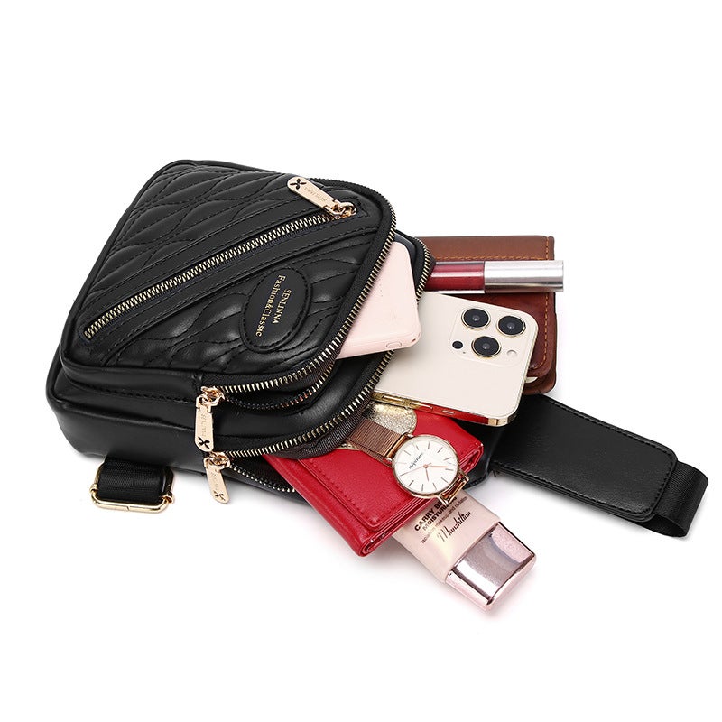 Women'S Bag Fashion Casual Chest Bag Multi-Layer Embroidery Korean Style Single Shoulder Crossbody Simple Chest Backpack - Image 4