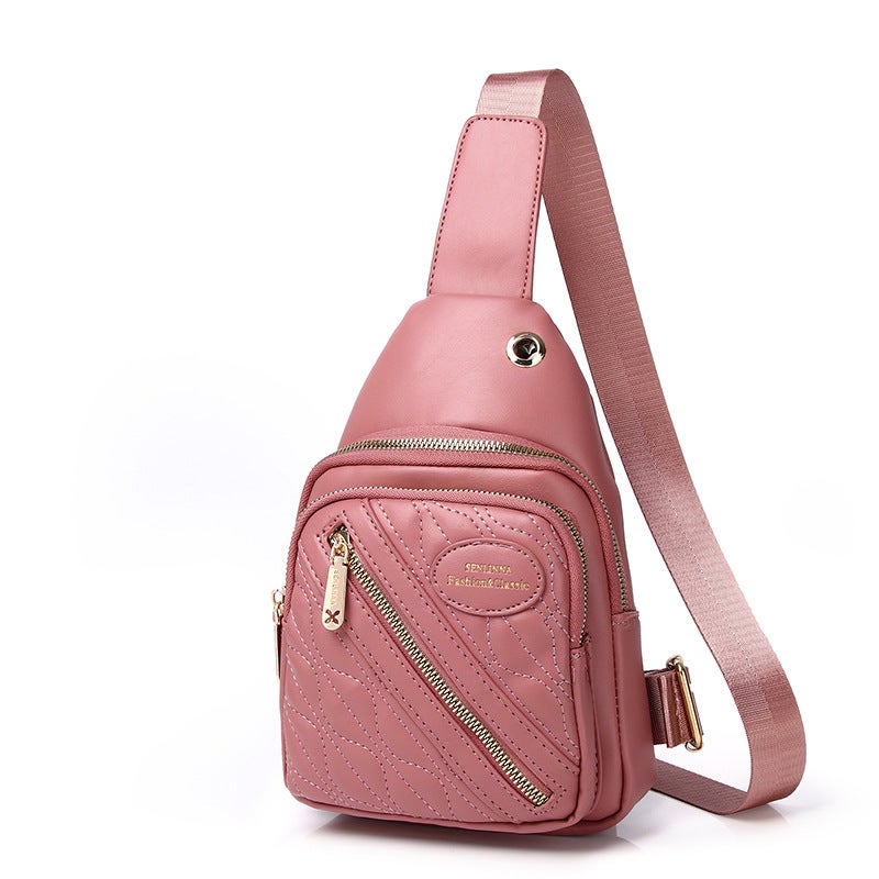 Women'S Bag Fashion Casual Chest Bag Multi-Layer Embroidery Korean Style Single Shoulder Crossbody Simple Chest Backpack - Image 1