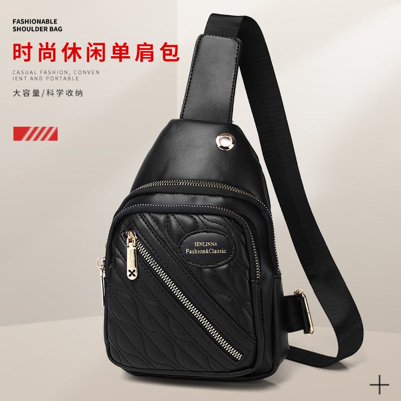 Women'S Bag Fashion Casual Chest Bag Multi-Layer Embroidery Korean Style Single Shoulder Crossbody Simple Chest Backpack - Image 2