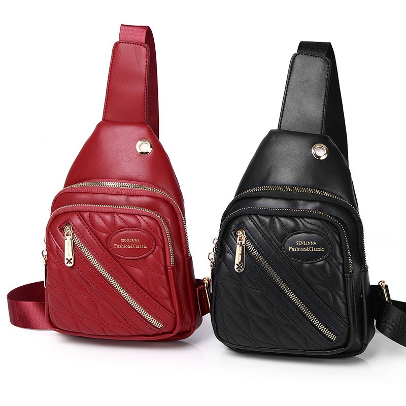 Women'S Bag Fashion Casual Chest Bag Multi-Layer Embroidery Korean Style Single Shoulder Crossbody Simple Chest Backpack - Image 3