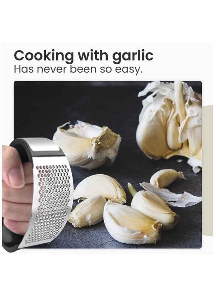 MIRFA Stainless Steel Hand Garlic Crusher With Curved Handle  - Image 3