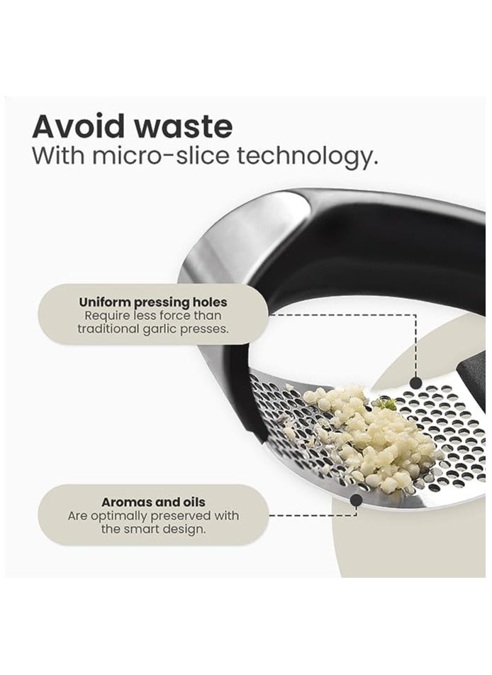 MIRFA Stainless Steel Hand Garlic Crusher With Curved Handle  - Image 4