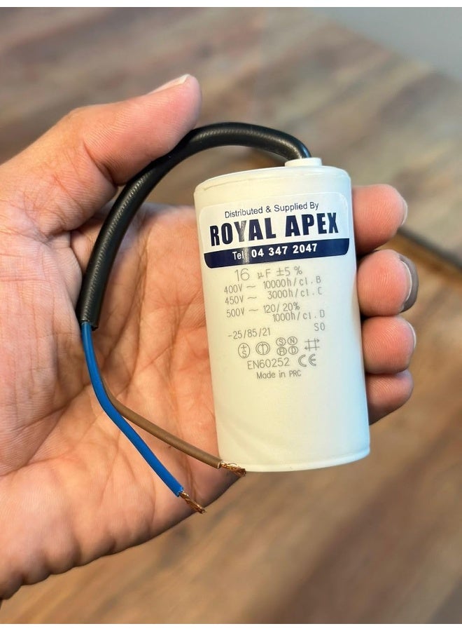 Royal Apex Wired Pvc Round Capacitor With Ce En60252 Standards Wired 16Mfd 16‚µf - Image 2