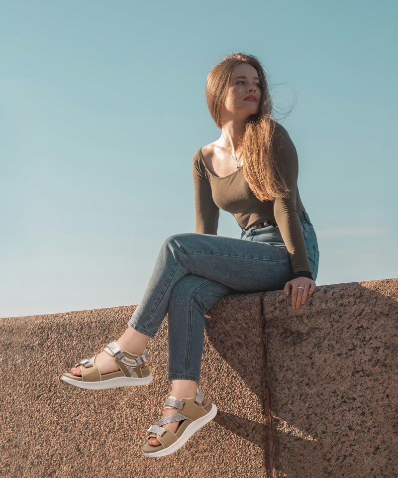 KuaiLu Walking Orthopedic Sandals Womens Comfortable Arch Support Hiking Sandles Plantar Fasciitis Athletic Sport Recovery Cushion Summer Travel Outdoor Open Toe Water Shoes Beige Size 9 - Image 2
