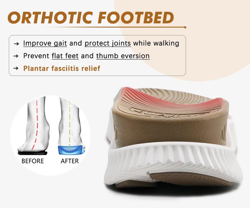 KuaiLu Walking Orthopedic Sandals Womens Comfortable Arch Support Hiking Sandles Plantar Fasciitis Athletic Sport Recovery Cushion Summer Travel Outdoor Open Toe Water Shoes Beige Size 9 - Image 4