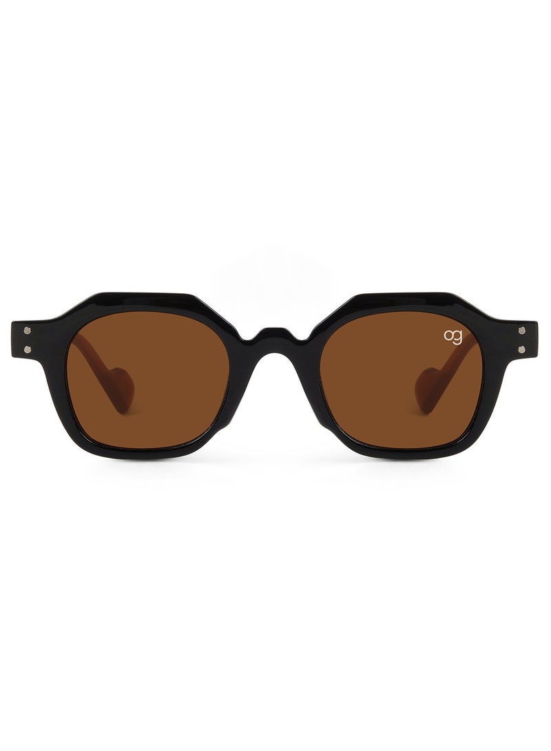 Woggles Designer Brown Hexagonal Sunglasses| Men & Women| 100% Uv Protection - Image 4