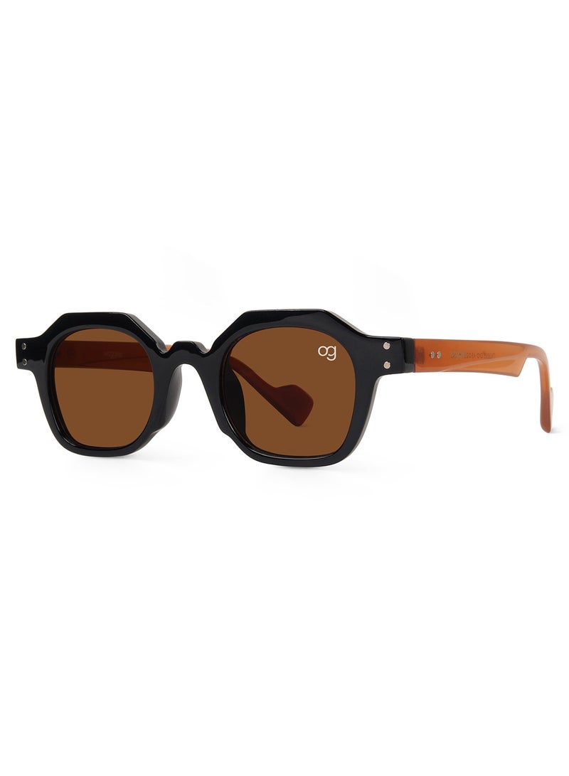Woggles Designer Brown Hexagonal Sunglasses| Men & Women| 100% Uv Protection - Image 5