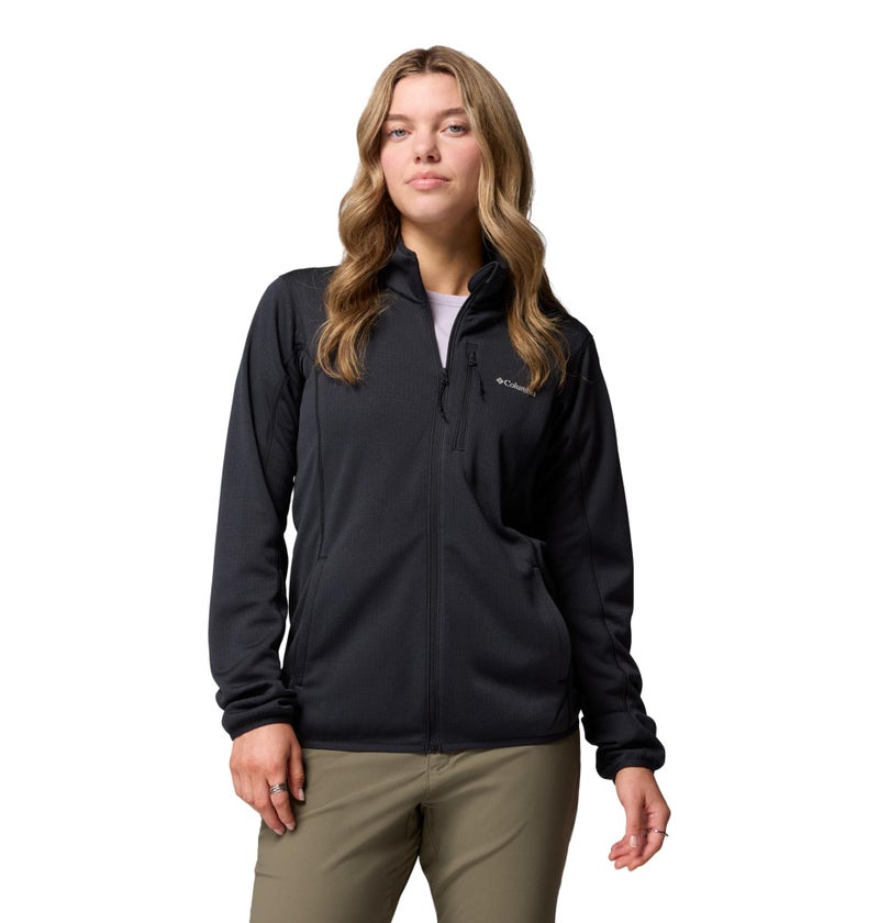 Columbia Womens Essential Hike Grid Fleece Full Zip, Black, Large - Image 1
