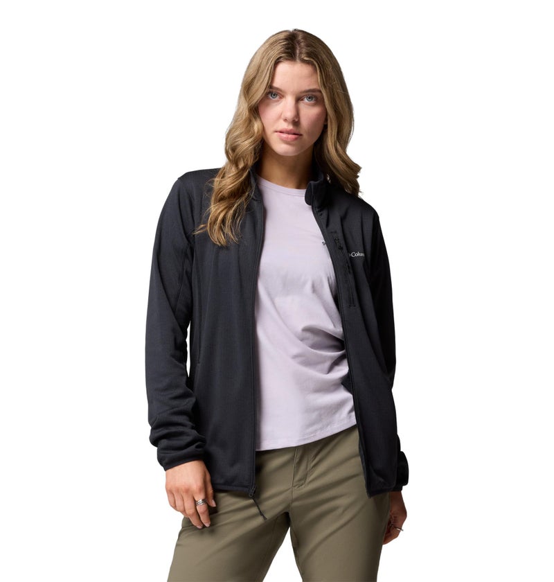 Columbia Womens Essential Hike Grid Fleece Full Zip, Black, Large - Image 4