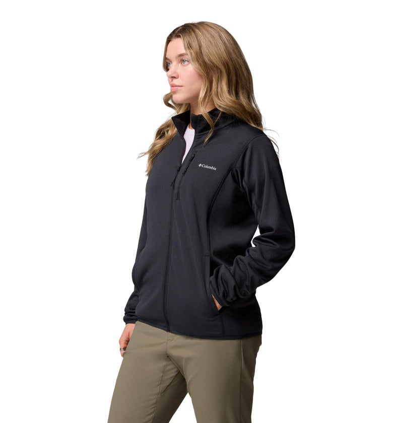 Columbia Womens Essential Hike Grid Fleece Full Zip, Black, Large - Image 3