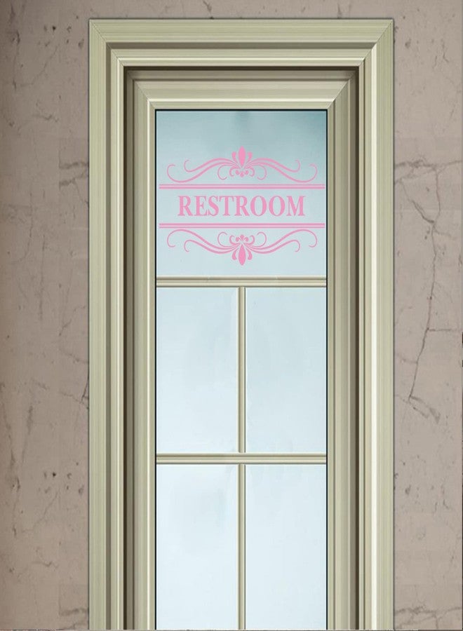 thovorrnl Restroom Sign Wall Decal Vinyl Pink Stickers, Removable Cute Art Design DIY Mural Wallpaper for Women Restroom Bathroom Washroom WC Toilet Office Home Decoration - Image 4