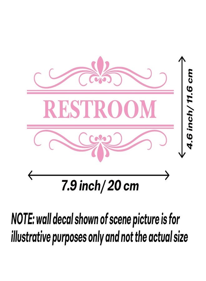 thovorrnl Restroom Sign Wall Decal Vinyl Pink Stickers, Removable Cute Art Design DIY Mural Wallpaper for Women Restroom Bathroom Washroom WC Toilet Office Home Decoration - Image 5