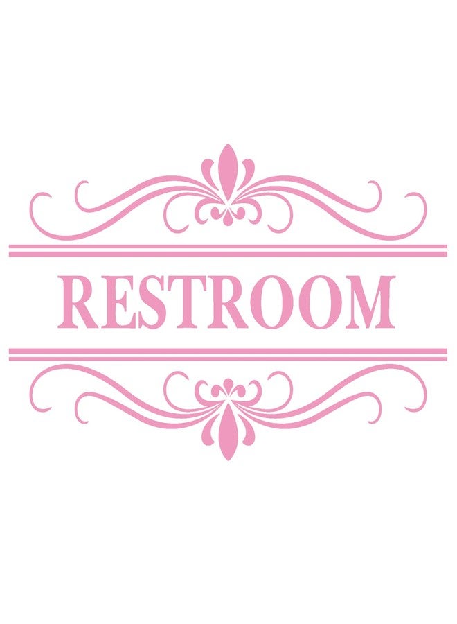 thovorrnl Restroom Sign Wall Decal Vinyl Pink Stickers, Removable Cute Art Design DIY Mural Wallpaper for Women Restroom Bathroom Washroom WC Toilet Office Home Decoration - Image 1