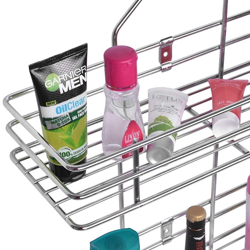 REMICH Stainless Steel 3 Tier Bathroom Shelf Hanging Storage Rack, Metal Chrome Shower Caddy Holder Organizer for Shampoo, Conditioner, Soap, Towel Bathroom Accessories (PACK OF 1) - Image 3