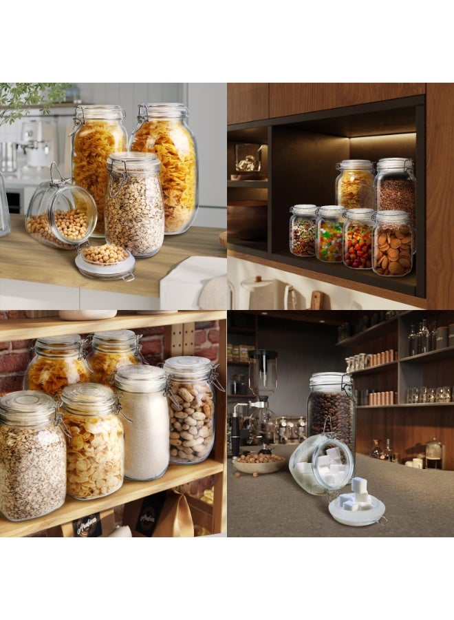 طقم برطمانات زجاج بحامل سلكي محكم – 5 قطع لحفظ التوابل والبقوليات والمكسرات بسعات مختلفة 1000 مل - 750 مل - 500 مل - Image 5