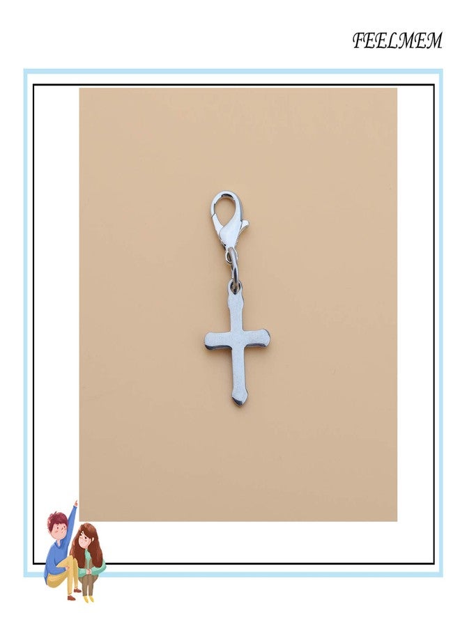 FEELMEM Cross Zipper Charm Clip-on Charm Christian Cross Pendant Zipper Pull with Lobster Clasp for Jewelry - Image 3