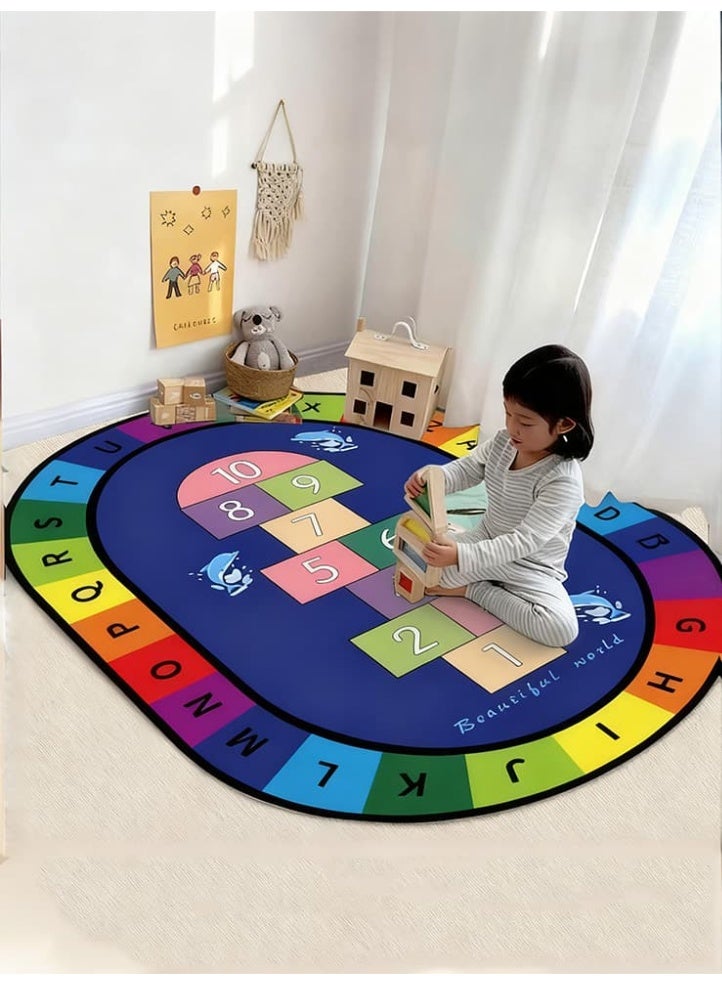 أديلي بساط لعب للأطفال بتصميم الحروف الأبجدية والأرقام ABC 123، سجادة تعليمية ناعمة غير قابلة للانزلاق للأطفال لغرفة اللعب والحضانة - Image 1