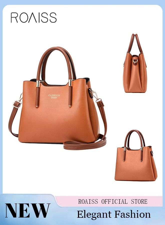 roaiss Retro Elegant Handbag Advanced Leather Unique Chic All-match Large Capacity One Shoulder/Crossbody Messenger Bag for Women/Mother/Girl Friend Gift  - Image 1