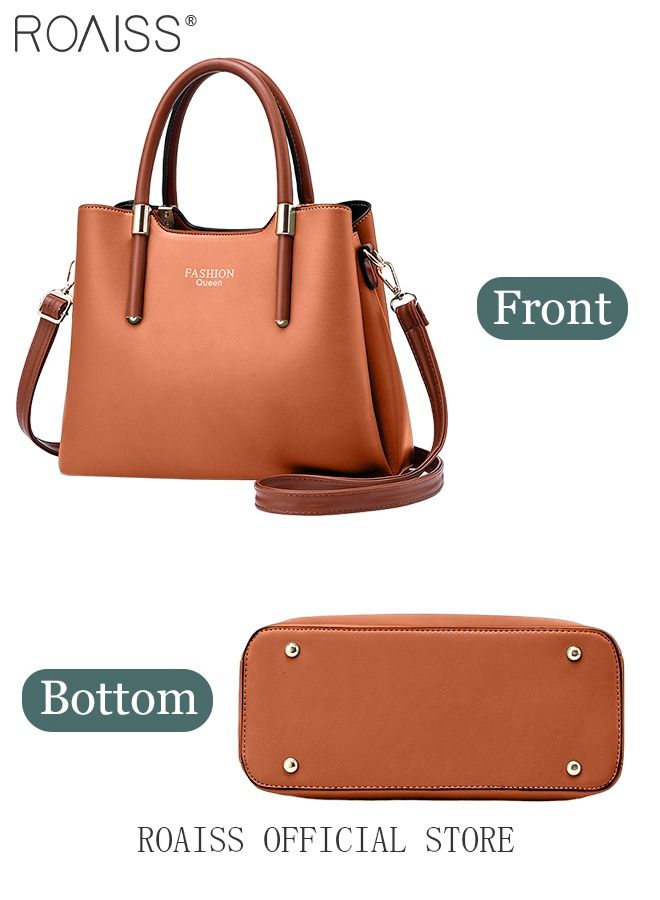 roaiss Retro Elegant Handbag Advanced Leather Unique Chic All-match Large Capacity One Shoulder/Crossbody Messenger Bag for Women/Mother/Girl Friend Gift  - Image 3
