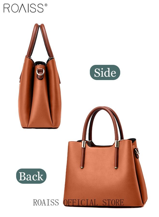 roaiss Retro Elegant Handbag Advanced Leather Unique Chic All-match Large Capacity One Shoulder/Crossbody Messenger Bag for Women/Mother/Girl Friend Gift  - Image 4