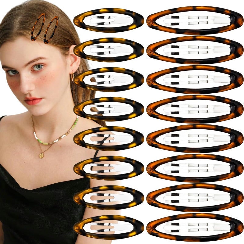 Arvintas 30PCS Oval Snap Hair Clips, Epoxy Metal Snap Clips, Non Slip Vintage Tortoise Hair Barrettes 2 Sizes and Styles Vintage Hairpin Accessories - Image 1