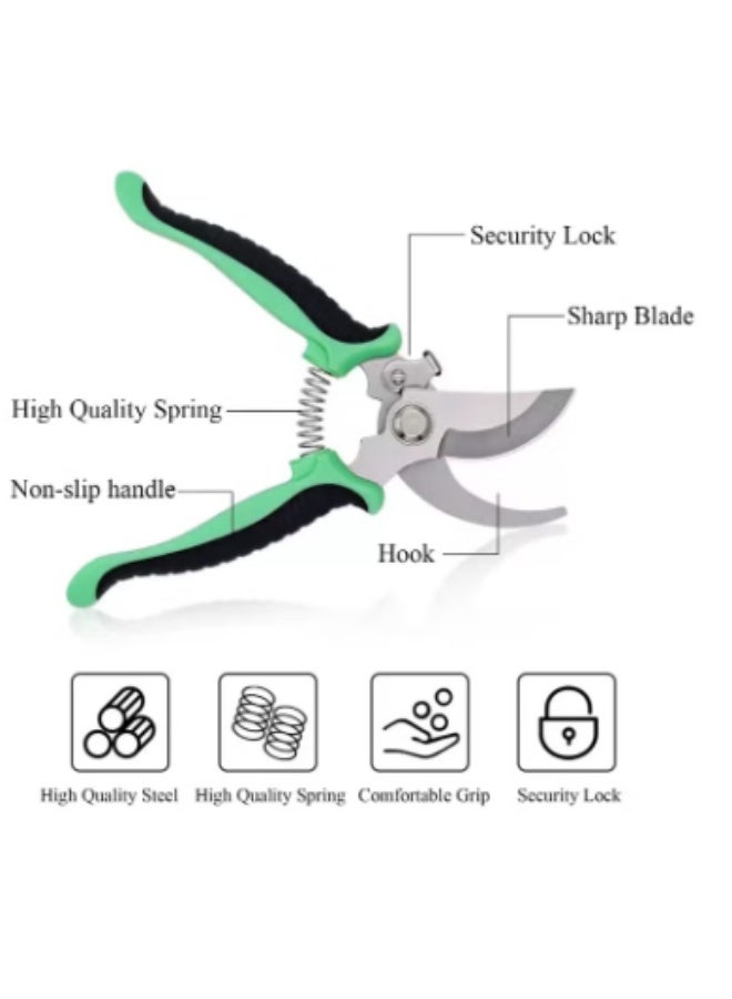 مقص تقليم الحدائق، قاطع يدوي للحدائق، مقص احترافي للحدائق بشفرة من الفولاذ المقاوم للصدأ، مقص حاد للغاية للتشذيب والفواكه والزهور والنباتات والخضراوات - Image 3