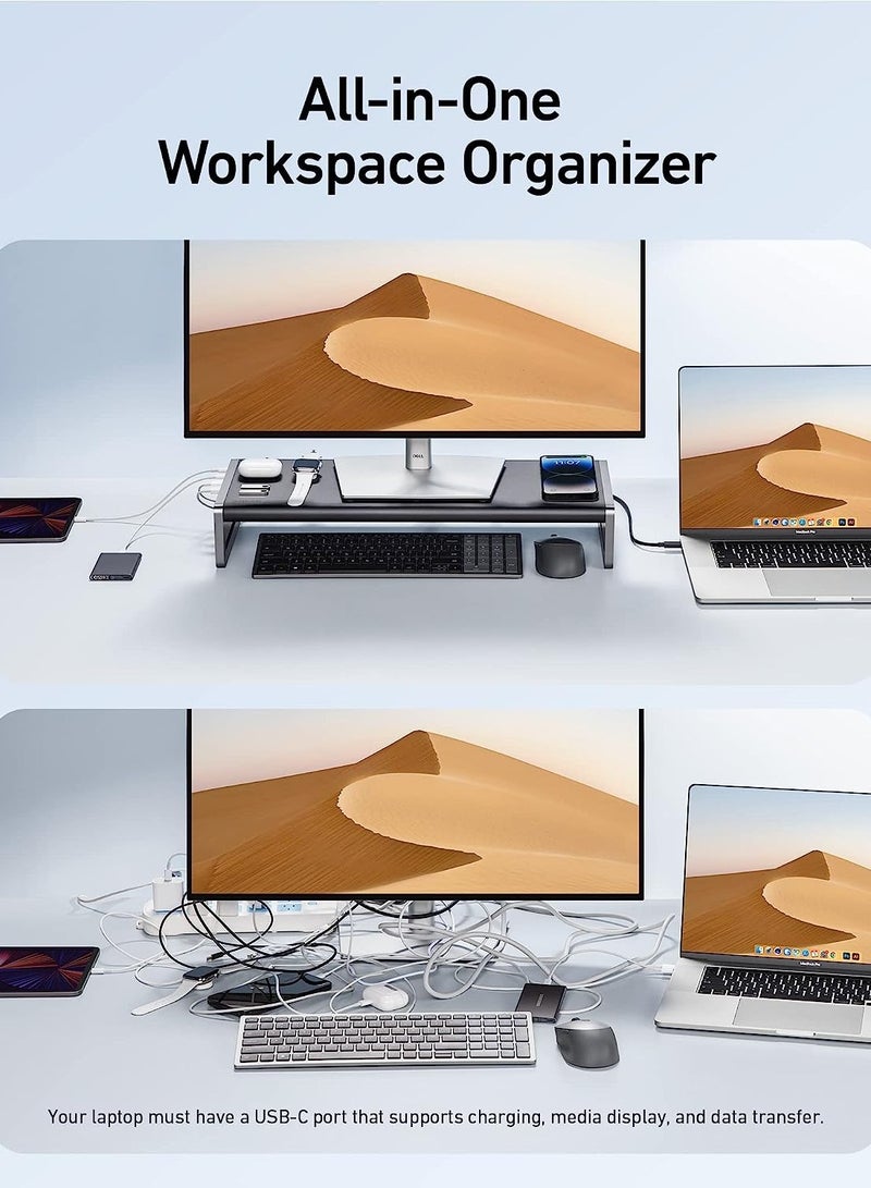 محطة إرساء USB-C 675 (12 في 1، حامل شاشة) مع منافذ USB-C بسرعة 10 جيجابت في الثانية، وشاشة HDMI بدقة 4K بمعدل تحديث 60 هرتز، للوحة الشحن اللاسلكية، وLenovo ThinkPad، وMacBook Pro M1 / M2 والمزيد من أجهزة USB-C - Image 3