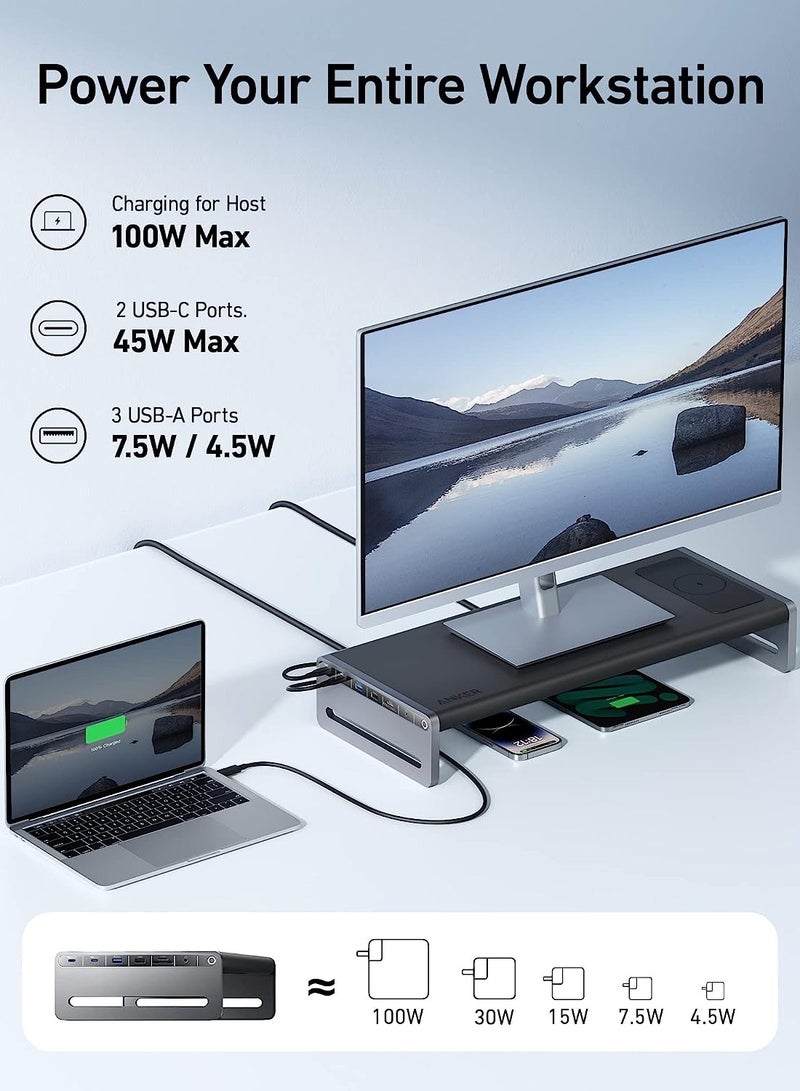 محطة إرساء USB-C 675 (12 في 1، حامل شاشة) مع منافذ USB-C بسرعة 10 جيجابت في الثانية، وشاشة HDMI بدقة 4K بمعدل تحديث 60 هرتز، للوحة الشحن اللاسلكية، وLenovo ThinkPad، وMacBook Pro M1 / M2 والمزيد من أجهزة USB-C - Image 5