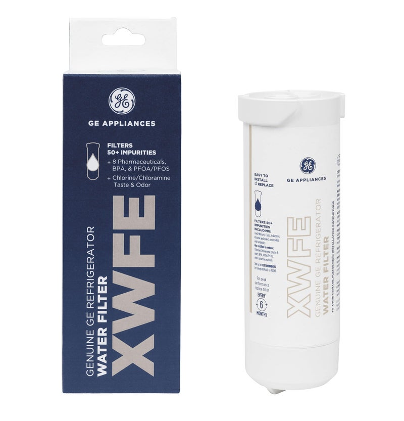 GE XWFE Refrigerator Water Filter, Genuine Replacement Filter, Certified to Reduce Lead, Sulfur, and 50+ Other Impurities, Replace Every 6 Months for Best Results, Pack of 1 - Image 1