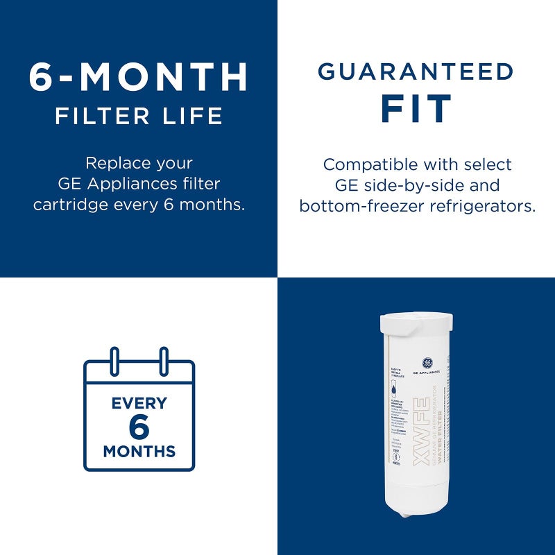 GE XWFE Refrigerator Water Filter, Genuine Replacement Filter, Certified to Reduce Lead, Sulfur, and 50+ Other Impurities, Replace Every 6 Months for Best Results, Pack of 1 - Image 4