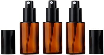 ASTRQLE 3 Pcs 30ml 1oz Glass Travel Spray Bottle Mini Fine Mist Spray Bottles Refillable Cosmetic Liquid Container Travel Perfume BottleAmber - Image 1