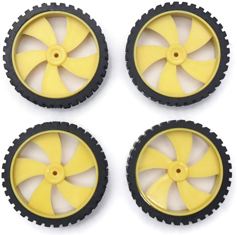 Electronicspices Electronic Spices Pack of 4 wheel-4512 Robot Durable Rubber Tire Yellow wheel 45mm for BO DC Motor For Motor Toy Car Electronic School Collages Projects (45mm x 11mm) - Image 5