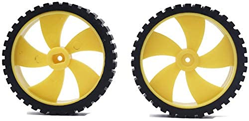 Electronicspices Electronic Spices Pack of 4 wheel-4512 Robot Durable Rubber Tire Yellow wheel 45mm for BO DC Motor For Motor Toy Car Electronic School Collages Projects (45mm x 11mm) - Image 3