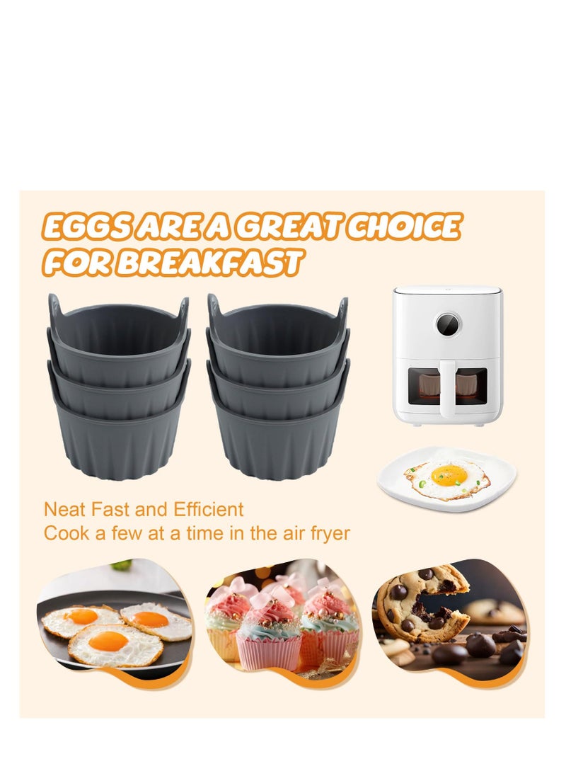 Generic - 6Pcs Air Fryer Egg Mold, Silicone Ramekins for Air Fryer, Nonstick Reusable Air Fryer, Egg Poacher Egg Bites Molds Maker Egg Pan, BPA Free for Oven Microwave, Sturdy and Durable (Gray*6) - Image 1