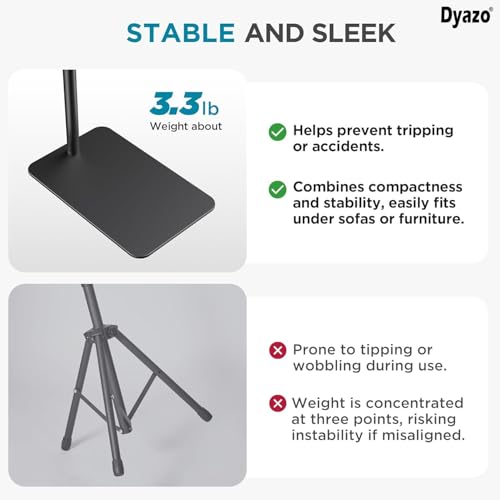 Dyazo Adjustable Floor Stand with 360° Rotating Gooseneck Long Arm | Dual Mobiles & Tablets Holder with Stable Base | Fits 4-12.9 Inch Compatible with Tablets, Galaxy Tab and Mobile Phones - Image 3