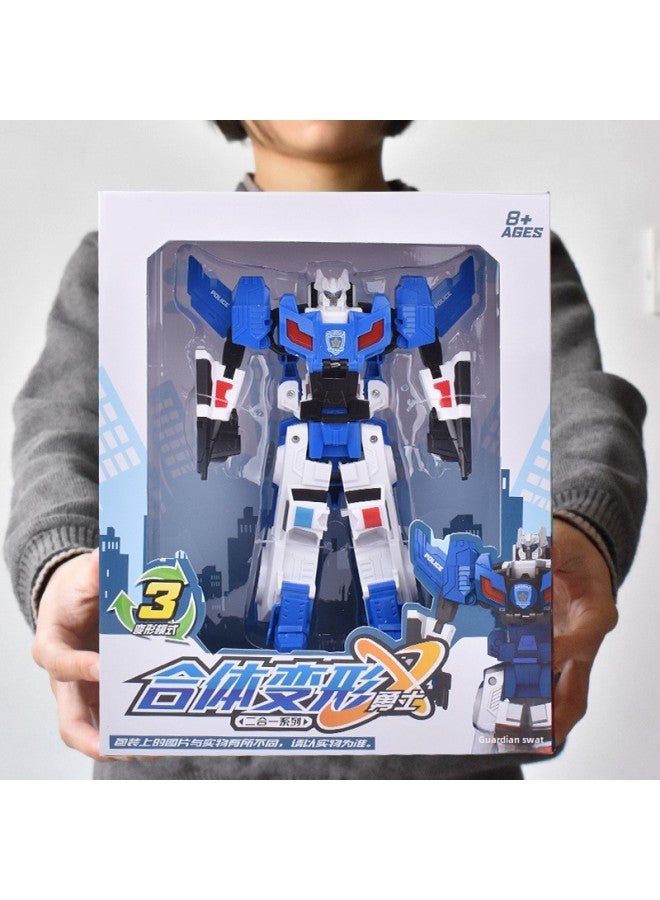 Large Deformation Toy Children's Robot Car Airplane Model Puzzle Manual Transformation 3 King Kong Boy-color:Guardian SWAT  Can Be Assembled And Detachable - Image 1