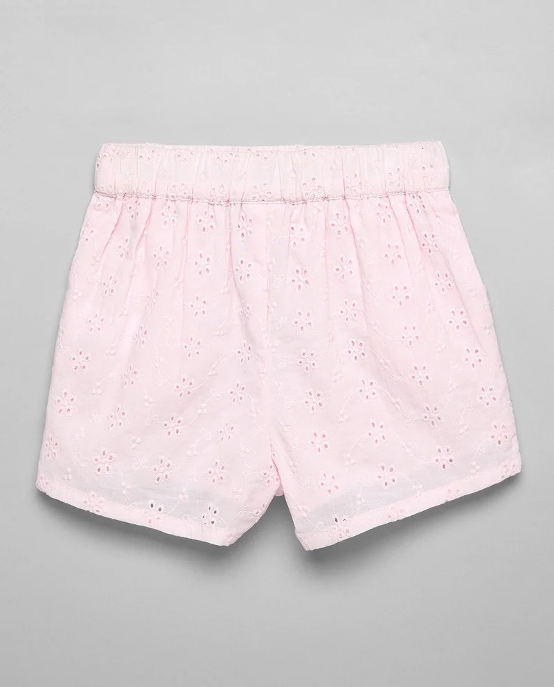 أر أند بي Embroidered Shorts with Elastic Waist