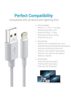 ELTRAZONE Lightning Cable Certified - iPhone Charger 3Pack 6ft Lighting to USB A Charging Cord Compatible with iPhone 14 13 12 11 Pro Max XS XR 8 Plus 7 Plus 6s Plus 5S iPad Pro and More, White  - Image 4