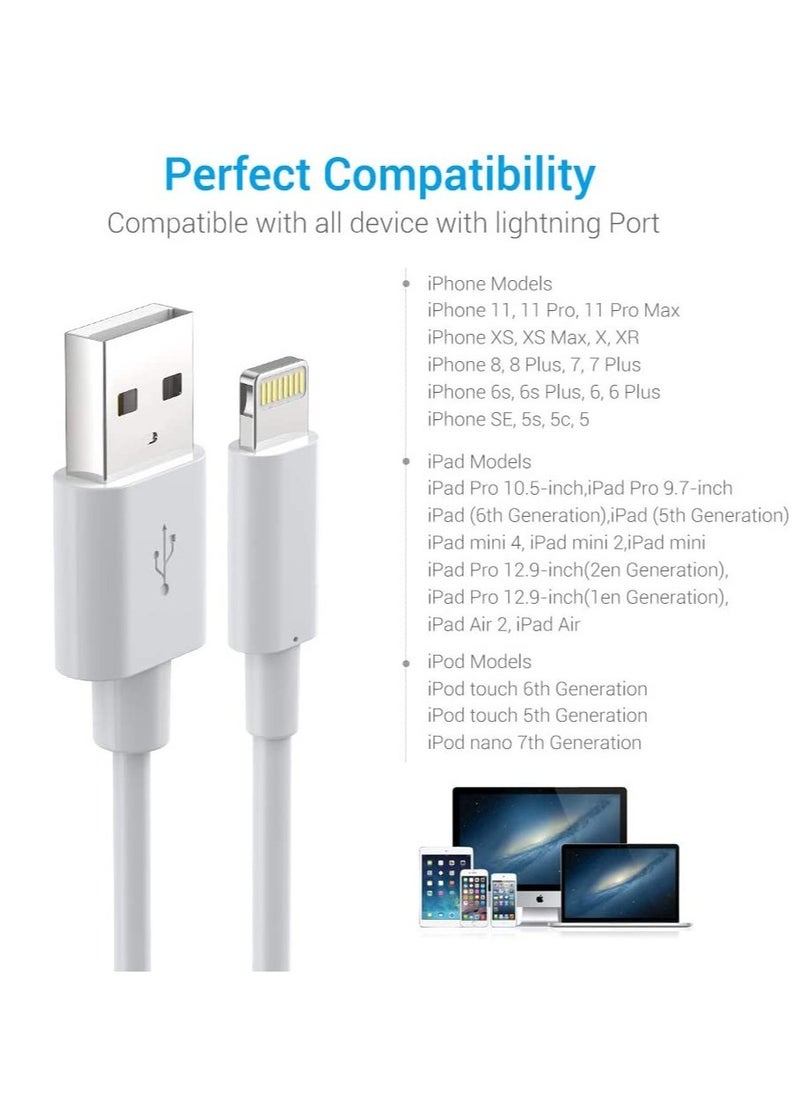 ELTRAZONE - Lightning Cable Certified - iPhone Charger 3Pack 6ft Lighting to USB A Charging Cord Compatible with iPhone 14 13 12 11 Pro Max XS XR 8 Plus 7 Plus 6s Plus 5S iPad Pro and More, White - Image 1