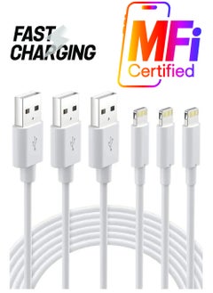 Lightning Cable Certified - iPhone Charger 3Pack 6ft Lighting to USB A Charging Cord Compatible with iPhone 14 13 12 11 Pro Max XS XR 8 Plus 7 Plus 6s Plus 5S iPad Pro and More, White