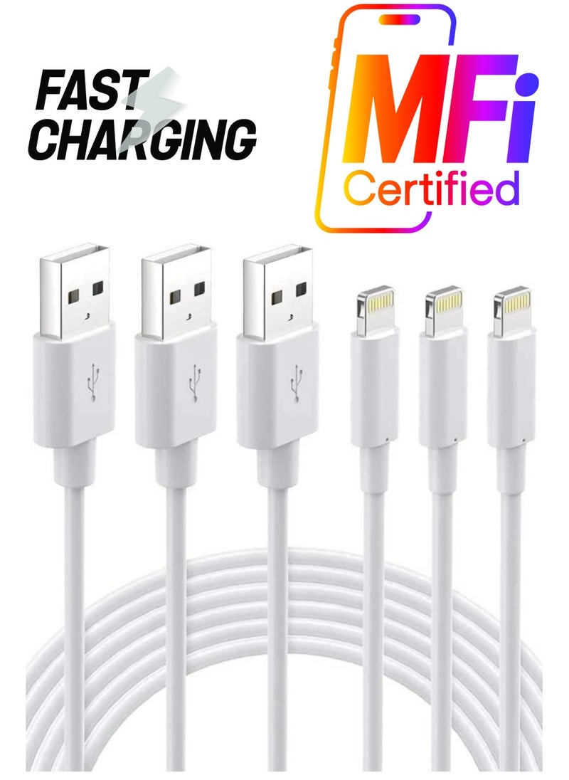 ELTRAZONE - Lightning Cable Certified - iPhone Charger 3Pack 6ft Lighting to USB A Charging Cord Compatible with iPhone 14 13 12 11 Pro Max XS XR 8 Plus 7 Plus 6s Plus 5S iPad Pro and More, White - Image 1