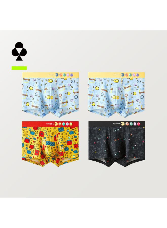 Youkeshu Men's Cotton Printed Boxer Briefs Youth Male Four-point Shorts  New Style - Image 1