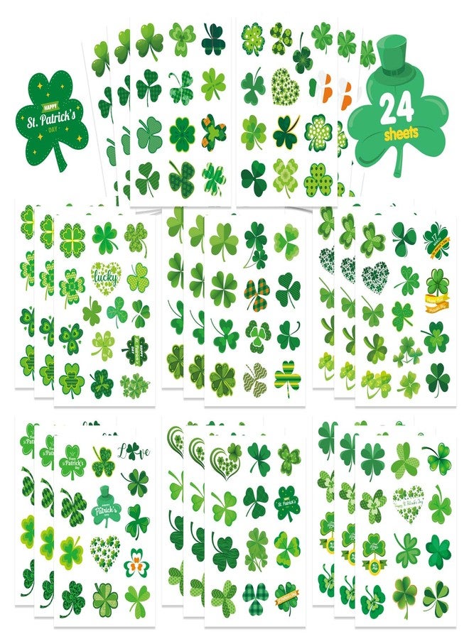 OTAITY 309 PCS St. Patrick's Day Stickers - 24 Sheets Lucky Shamrock Green Vinyl Stickers for Kids, Indoor Use on Metal, Plastic, Glass, Wood, Fabric - Image 1