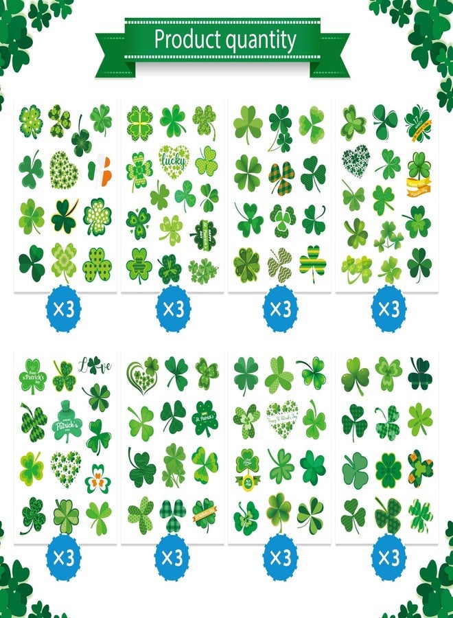 OTAITY 309 PCS St. Patrick's Day Stickers - 24 Sheets Lucky Shamrock Green Vinyl Stickers for Kids, Indoor Use on Metal, Plastic, Glass, Wood, Fabric - Image 3