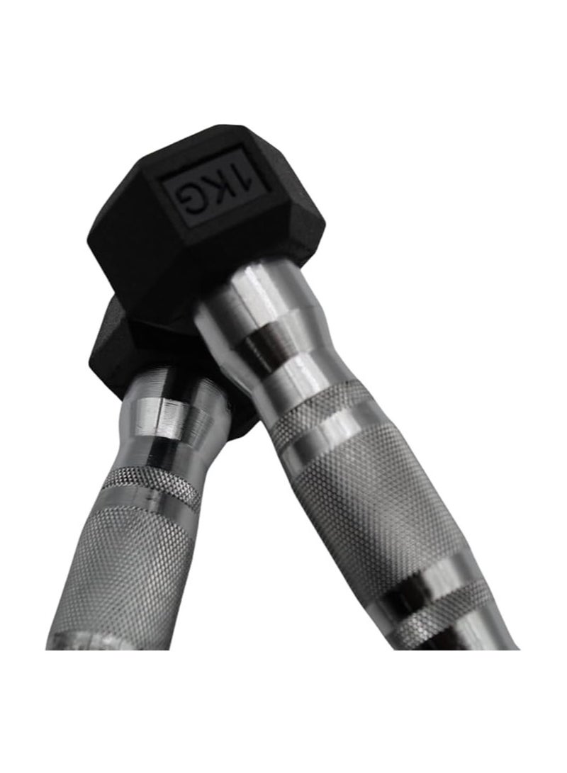 سبورت مجموعة دمبل سداسية مكونة من قطعتين، 1 كجم من المطاط القوي، قبضة آمنة. - Image 5