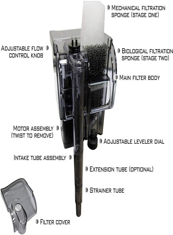 Encompass All EA Performance Hang-On The Back Power Filter - Up to 4 Gallons - for Desktop and Betta Aquariums - NOT Made in China - Image 3