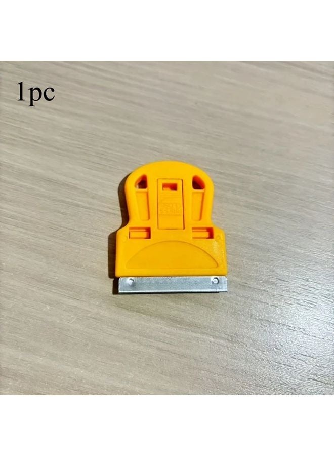 1 Pc Yellow Heavy Duty Mini Razor Blade Scraper Non Scratch Surface Safe Ergonomic Grip - Image 1