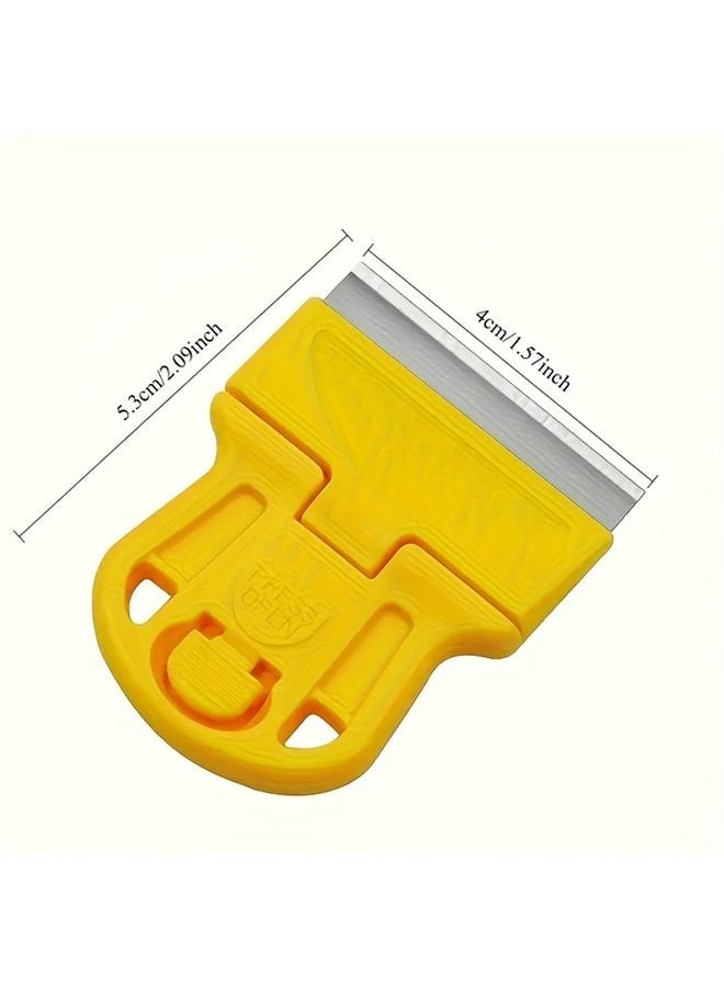 1 Pc Yellow Heavy Duty Mini Razor Blade Scraper Non Scratch Surface Safe Ergonomic Grip - Image 4